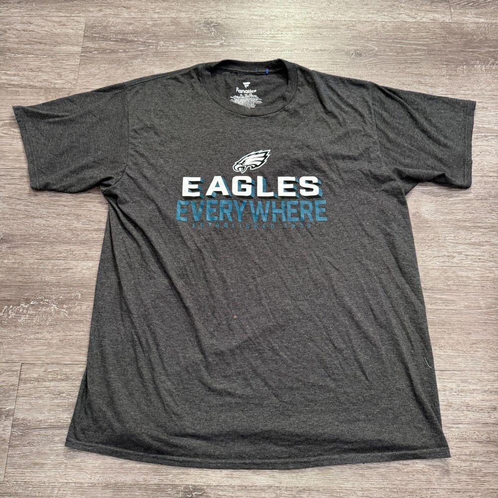 Philadelphia Eagle Shirt Mens XL Gray Fanatics Spellout Logo Football Adult